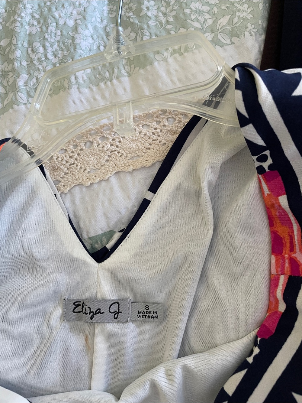 Eliza J Black, White & Pink Geometric Midi Dress - Picture 2 of 3